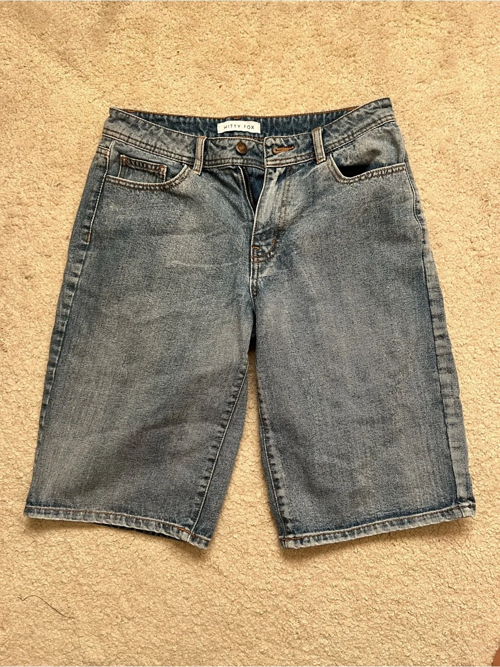 Long Light Blue Denim Jorts